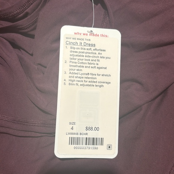 NWT Lululemon size 4 cinch it dress - Picture 3 of 8